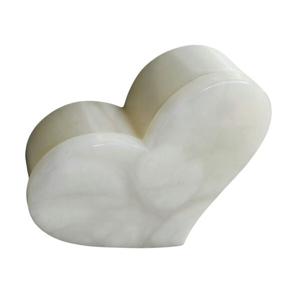 Off White Ducceschi Genuine Alabaster Trinket Dish Heart Keepsake Box Swivel Top - Picture 5 of 7